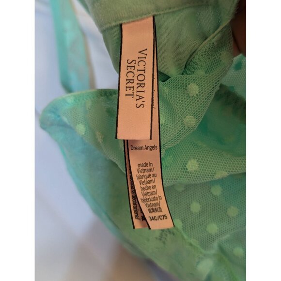 Victorias Secret Dream Angels Mint Green Polka Dot Lace Bustier Bra 34C Adjustab - Picture 3 of 3